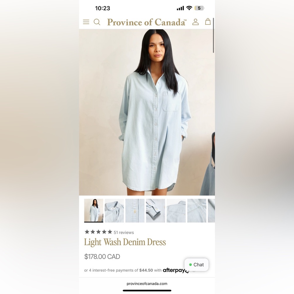 Province of Canada Light Wash Shirt Dress
